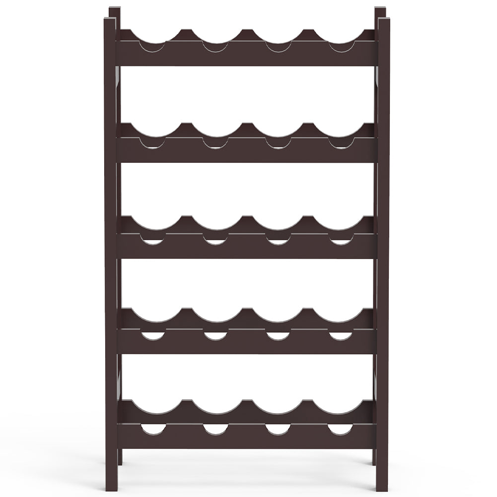 Cantinetta Portavino in Legno Bambù Noce con 20 Scomparti Bar Portabottiglie