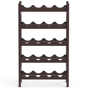 Cantinetta Portavino in Legno Bambù Noce con 20 Scomparti Bar Portabottiglie