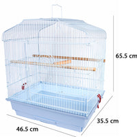 Gabbia Voliera Bianco per Uccelli Volatili Pappagalli Mangiatoie 46.5x35.5x65.5