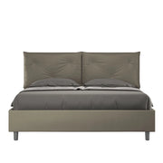 Letto Matrimoniale 160x190 cm con Rete e Contenitore con Alzata Comoda Imbottito in Similpelle Appia Cappuccino