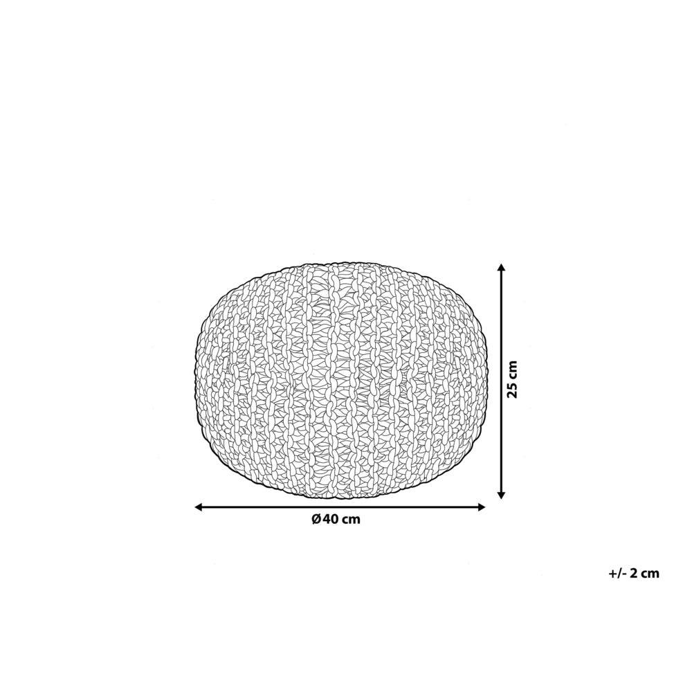 Pouf ottomana azzurro in cotone lavorato a maglia perline EPS riempimento rotondo piccolo poggiapiedi 40 x 25 cm