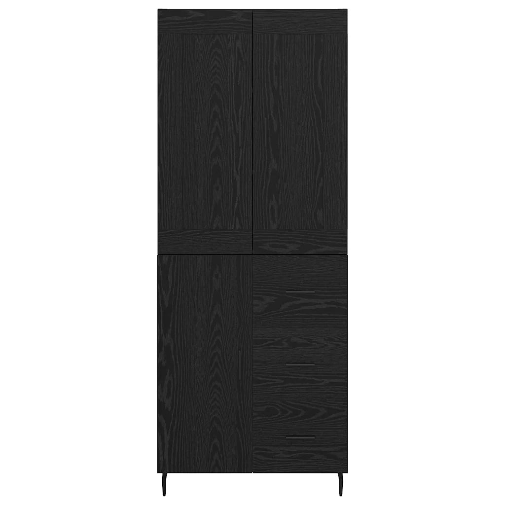 Credenza con cassetto 2 pcs Rovere Nero Legno multistrato