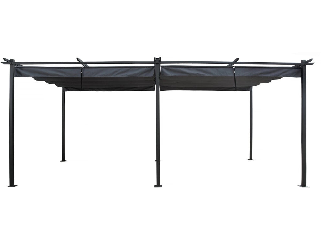 Pergola in metallo con tetto retrattile - 3 x 6 m - Antracite