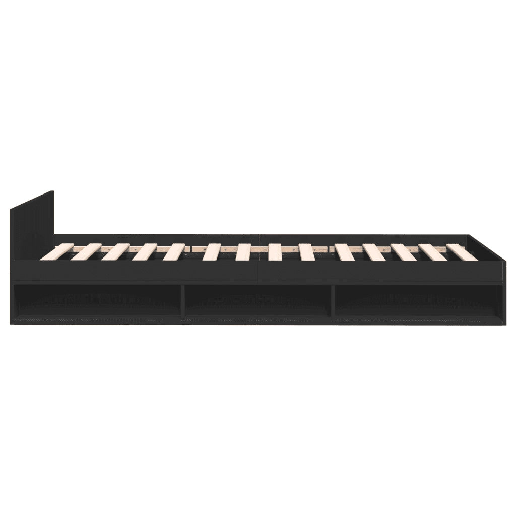 Giroletto con Cassetto-Struttura Letto con contenitore Nero 75x190 cm in Legno Multistrato