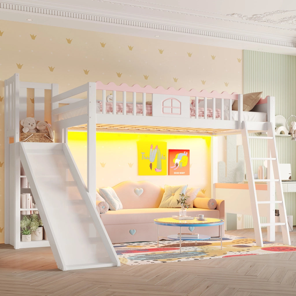 Letto a castello funzione scivolo pino 90x200 cm