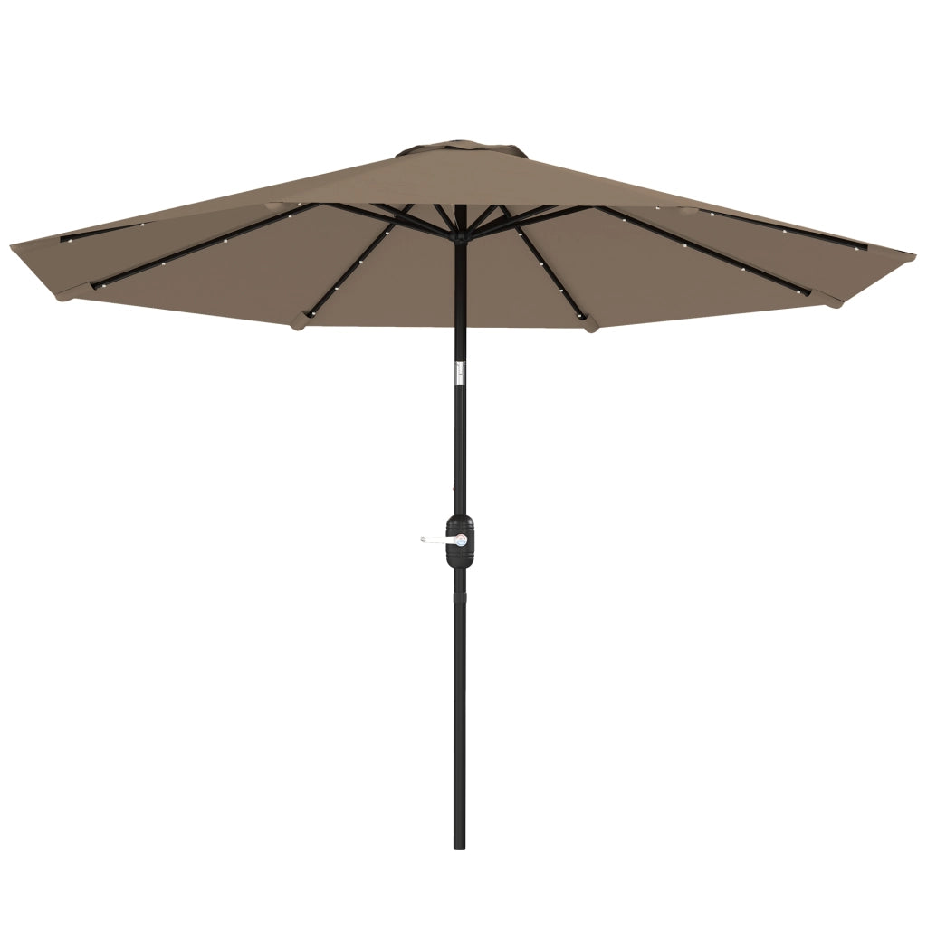 Ombrellone da Giardino 265 cm con Luce LED Solare e Manovella ¨C Zephmum ¨C Caqui