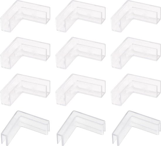 12 pezzi di adesivi trasparenti in plastica a 90 gradi senza bordo per clip per connettori di vetro - connettori di vetro da vetrina a vetrina - attacco DIY - 77 mm