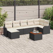 Set Divano da Giardino 8 pcs Nero e Crema polyrattan