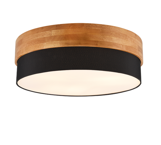 Plafoniera, legno naturale, nero, D 50 cm, Seasons