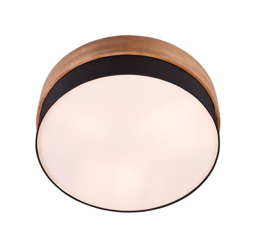 Plafoniera, legno naturale, nero, D 50 cm, Seasons