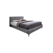 Letto con rete THOMAS 160x200 in similpelle, colore grigio - 215 x 99,5 x 165 cm