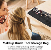 Organizzatore di pennelli per trucco grande capacità - borsa portatile per trucco - borsa a scomparsa - borsa per cosmetici da viaggio - materiali in nylon - 26 aperture di stoccaggio - borsa per trucco