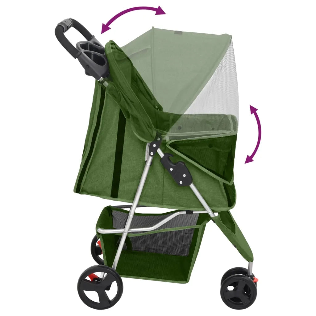 Passeggino per Cani Pieghevole Verde 80x46x98cm Tessuto Oxford CFW1627270