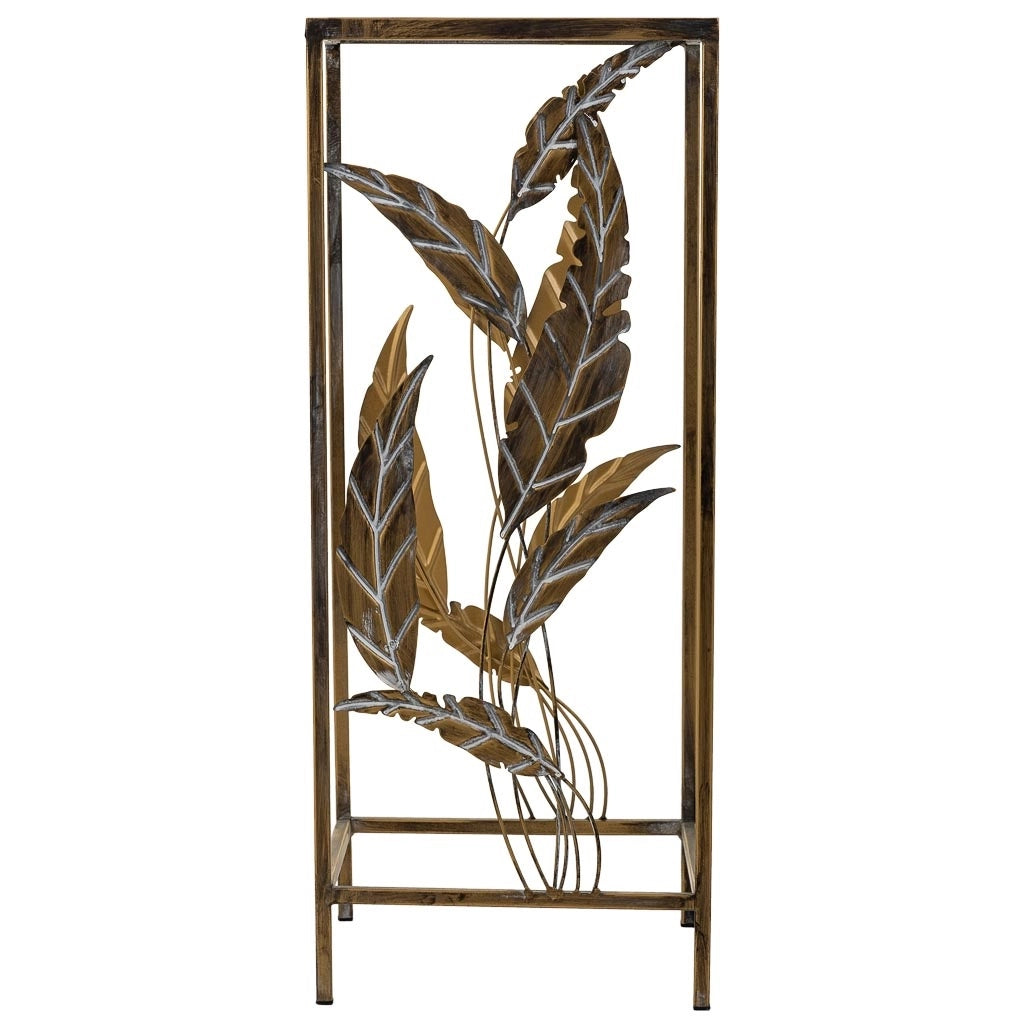 Tavolino angolare in metallo dorato 28x28x69h