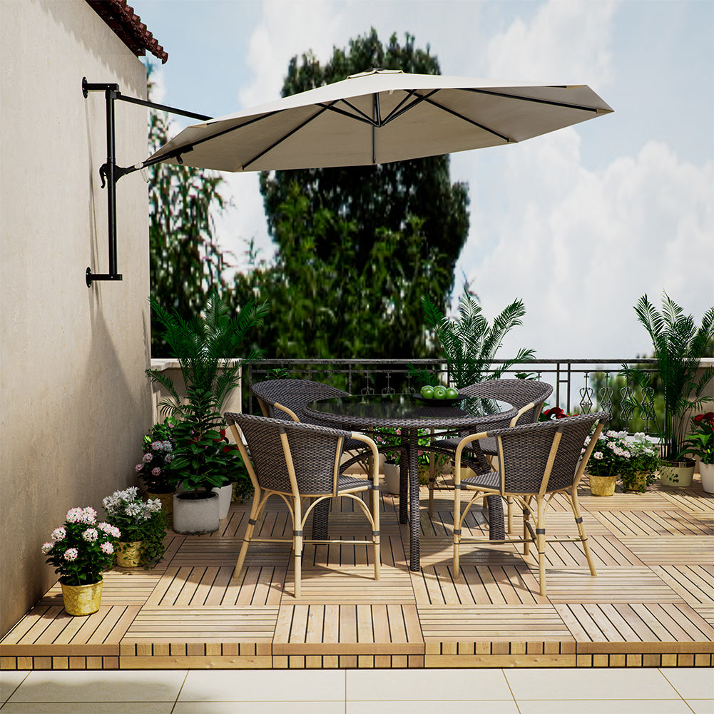 Ombrellone a muro 300 cm Parasole Parete Struttura Metallo Gazebo Air Vent Beige