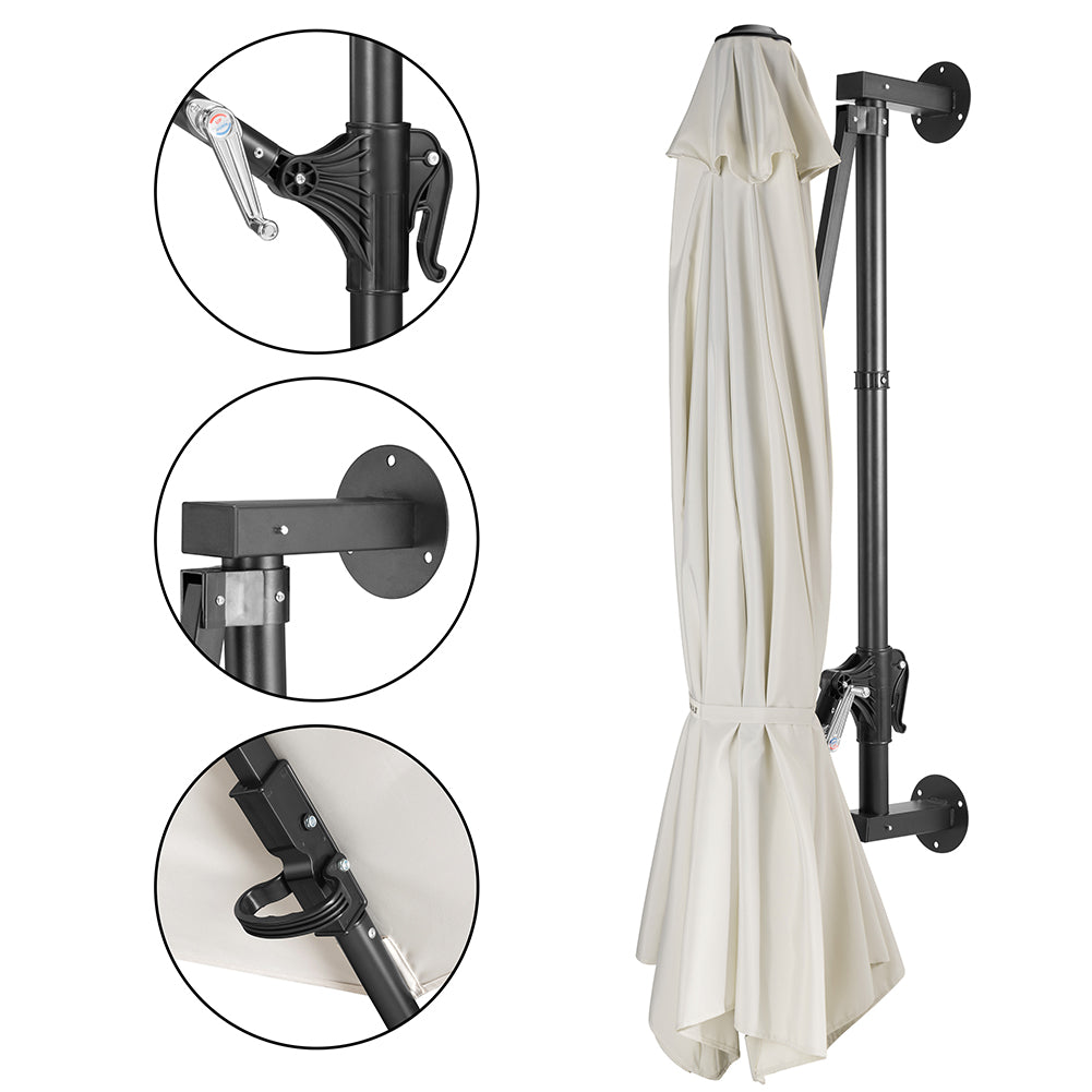 Ombrellone a muro 300 cm Parasole Parete Struttura Metallo Gazebo Air Vent Beige