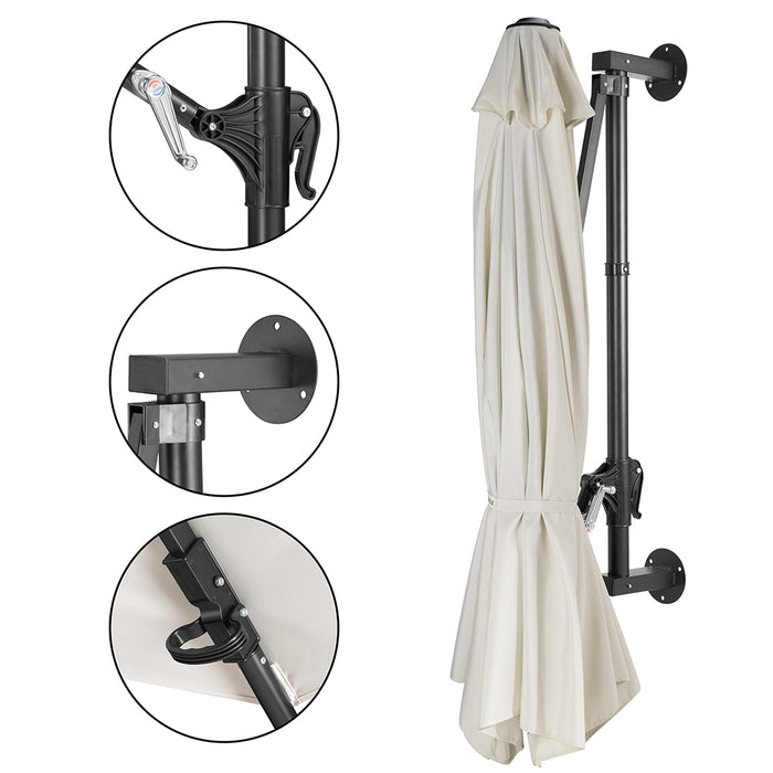 Ombrellone a muro 300 cm Parasole Parete Struttura Metallo Gazebo Air Vent Beige