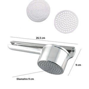 Schiaccia Patate Passatelli Acciaio e Alluminio 26.5cm 2 Dischi da 9cm Ergonomico