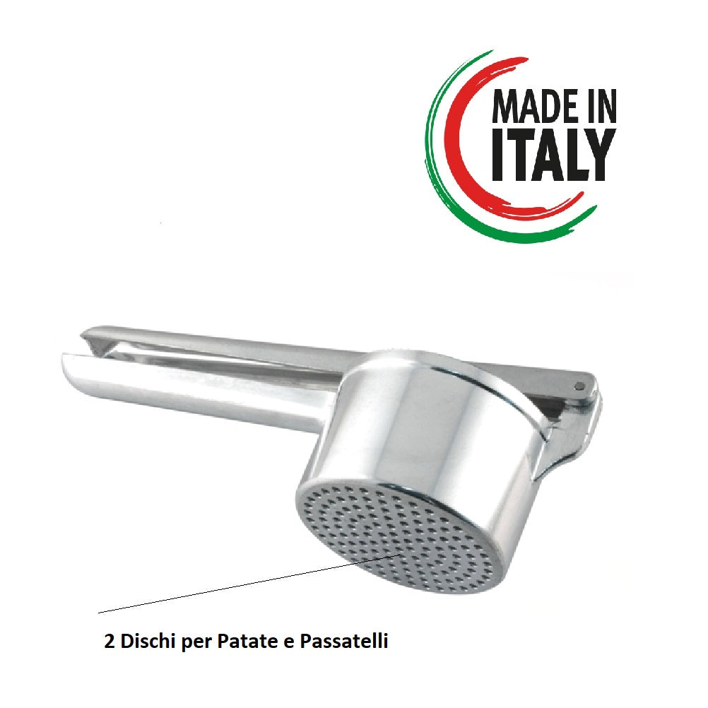 Schiaccia Patate Passatelli Acciaio e Alluminio 26.5cm 2 Dischi da 9cm Ergonomico
