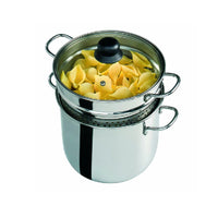 Pentola Cuoci Pasta In Acciaio Inox 22cm 6.4 lt Coperchio Temperato Casa Ristorante