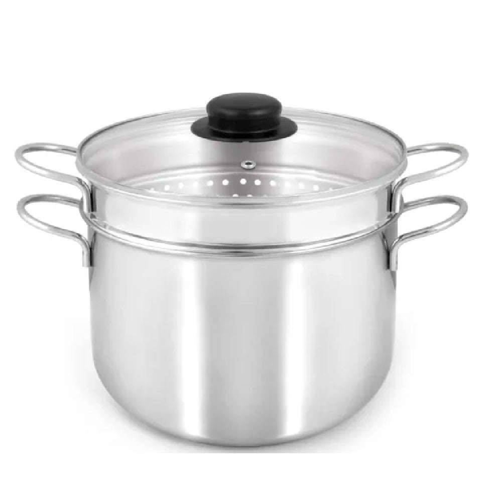 Pentola Cuoci Pasta In Acciaio Inox 22cm 6.4 lt Coperchio Temperato Casa Ristorante