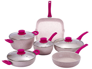 Batteria di Pentole 10 Pezzi Antiaderente Induzione Bisetti Stonerose
