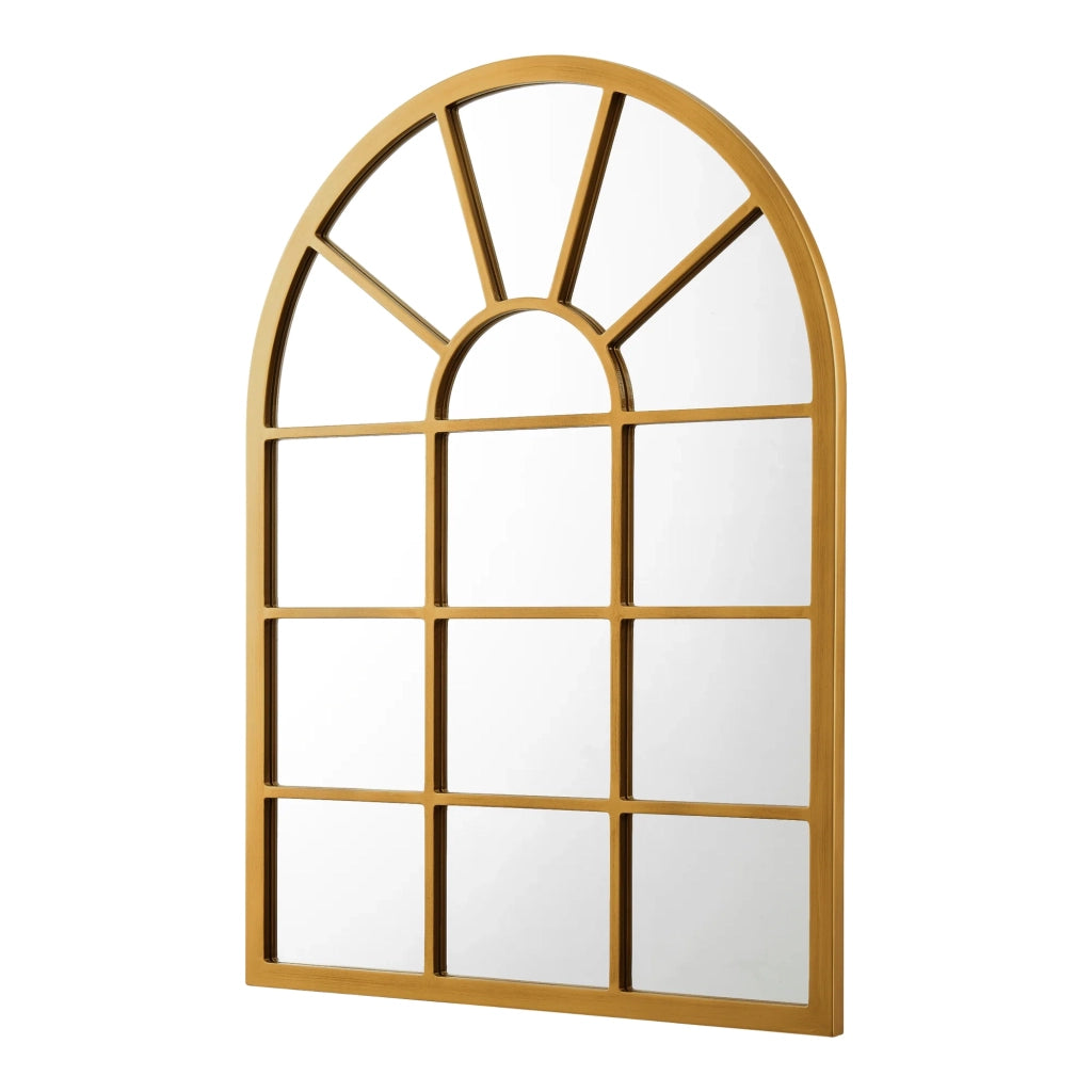 Specchio da parete arrotondato a forma di finestra 80 x 60 cm oro 03_0007959