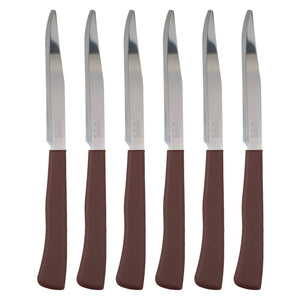 Coltelli Bistecca 24pz Manico in Polipropilene Doppia Affilatura 22cm Marrone