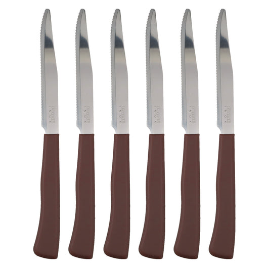 Coltelli Bistecca 24pz Manico in Polipropilene Doppia Affilatura 22cm Marrone