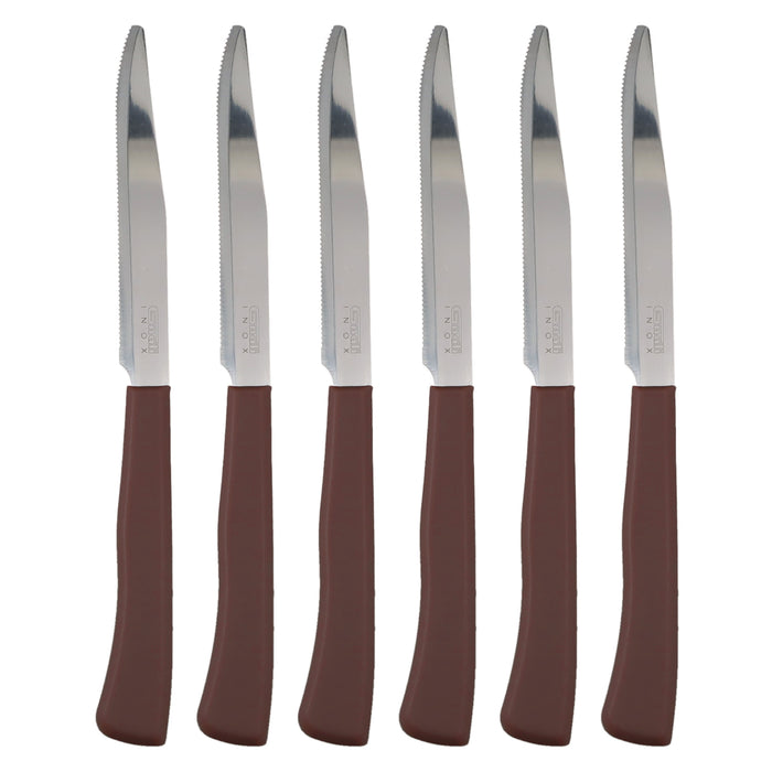 Coltelli Bistecca 24pz Manico in Polipropilene Doppia Affilatura 22cm Marrone