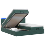 Letto Ottomano con Materasso e LED Verde Scuro 160 x 200 cm 3457329