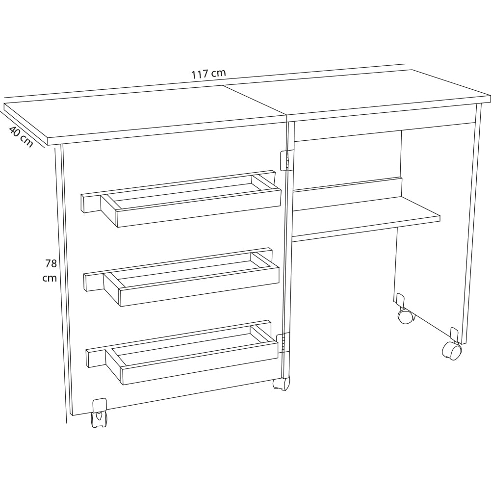 Mobiletto per Macchina da Cucire Tavolo Cucito Pieghevole Multiuso Legno Bianco