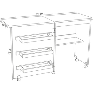 Mobiletto per Macchina da Cucire Tavolo Cucito Pieghevole Multiuso Legno Bianco
