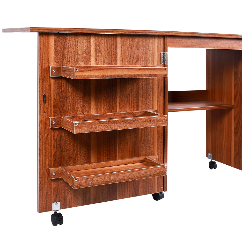 Mobiletto per Macchina da Cucire Tavolo Cucito Pieghevole Multiuso Legno Ciliegio