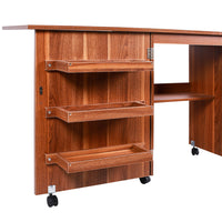 Mobiletto per Macchina da Cucire Tavolo Cucito Pieghevole Multiuso Legno Ciliegio