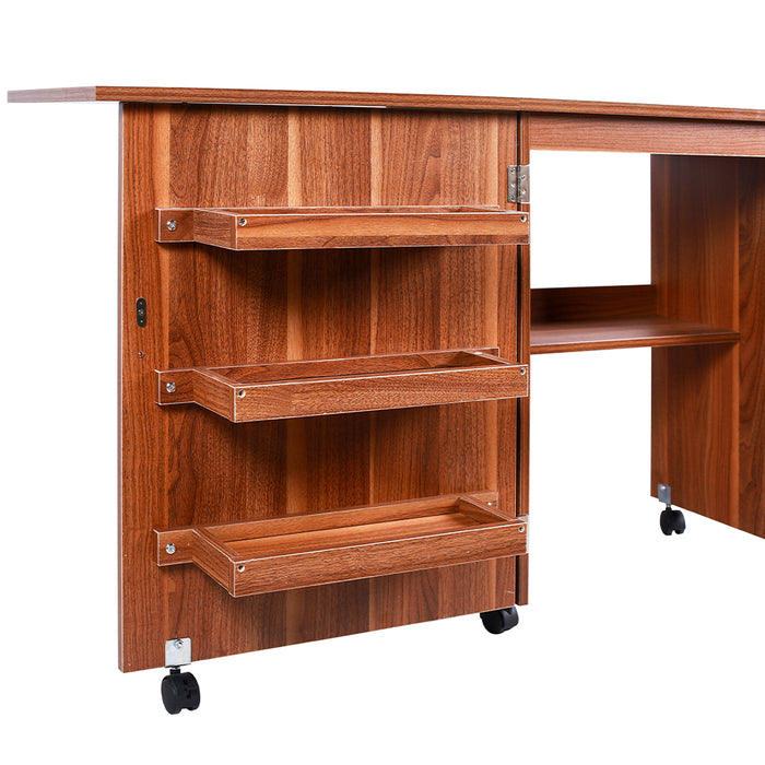 Mobiletto per Macchina da Cucire Tavolo Cucito Pieghevole Multiuso Legno Ciliegio