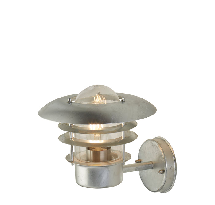 Applique Contemporanea Corrado Acciaio Argento Vetro Trasparente 1 Luce E27