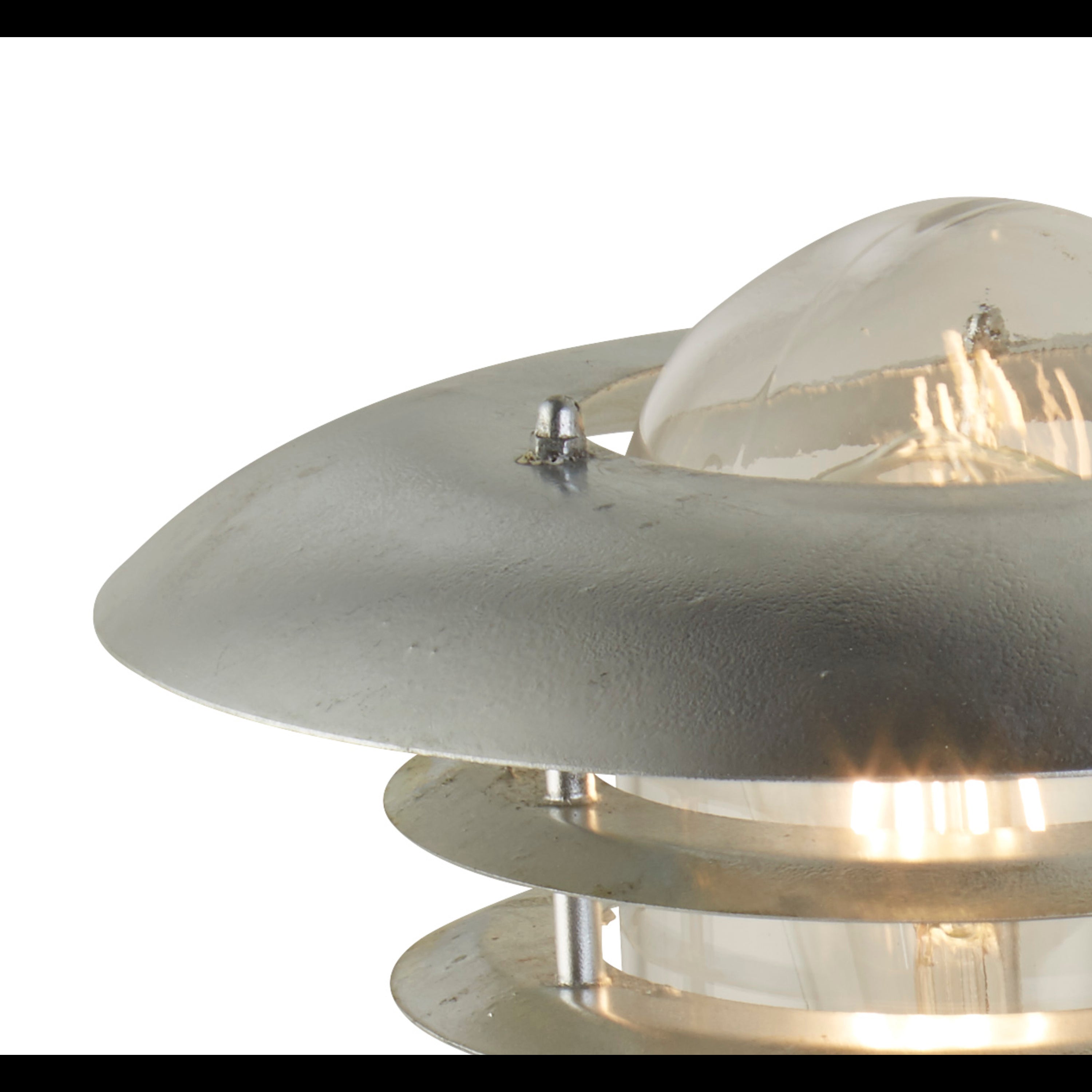 Applique Contemporanea Corrado Acciaio Argento Vetro Trasparente 1 Luce E27