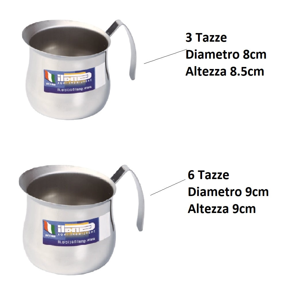 Coppia Lattiera Bombata in Acciaio Inox 18/10 3+6 Tazze Lavabili in Lavastoviglie