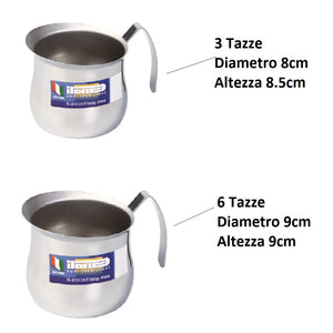 Coppia Lattiera Bombata in Acciaio Inox 18/10 3+6 Tazze Lavabili in Lavastoviglie