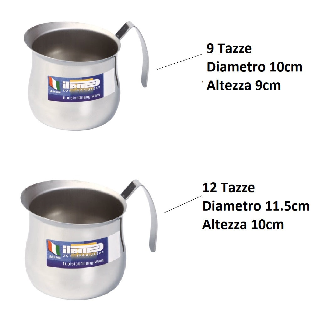 Coppia Lattiera Bombata in Acciaio Inox 18/10 9+12 Tazze Lavabili in Lavastoviglie