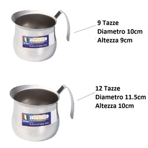 Coppia Lattiera Bombata in Acciaio Inox 18/10 9+12 Tazze Lavabili in Lavastoviglie