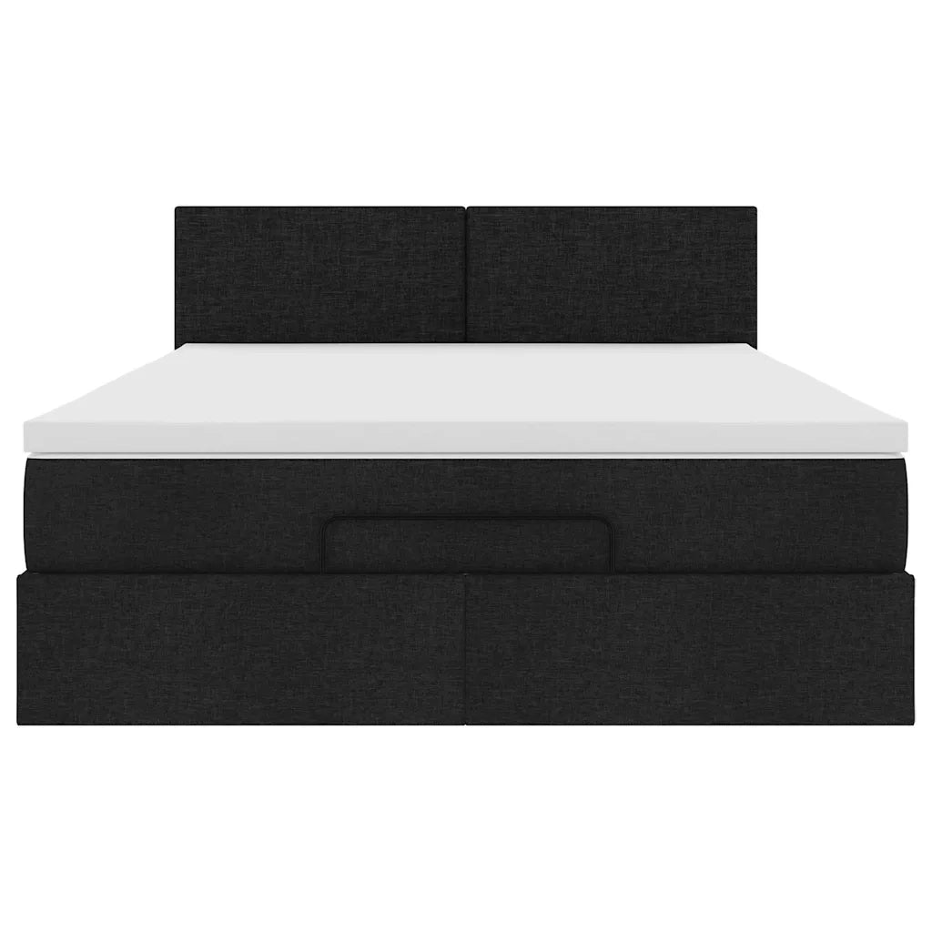 Pouf Letto con Materasso e LED Nero 140x190 cm 3312224