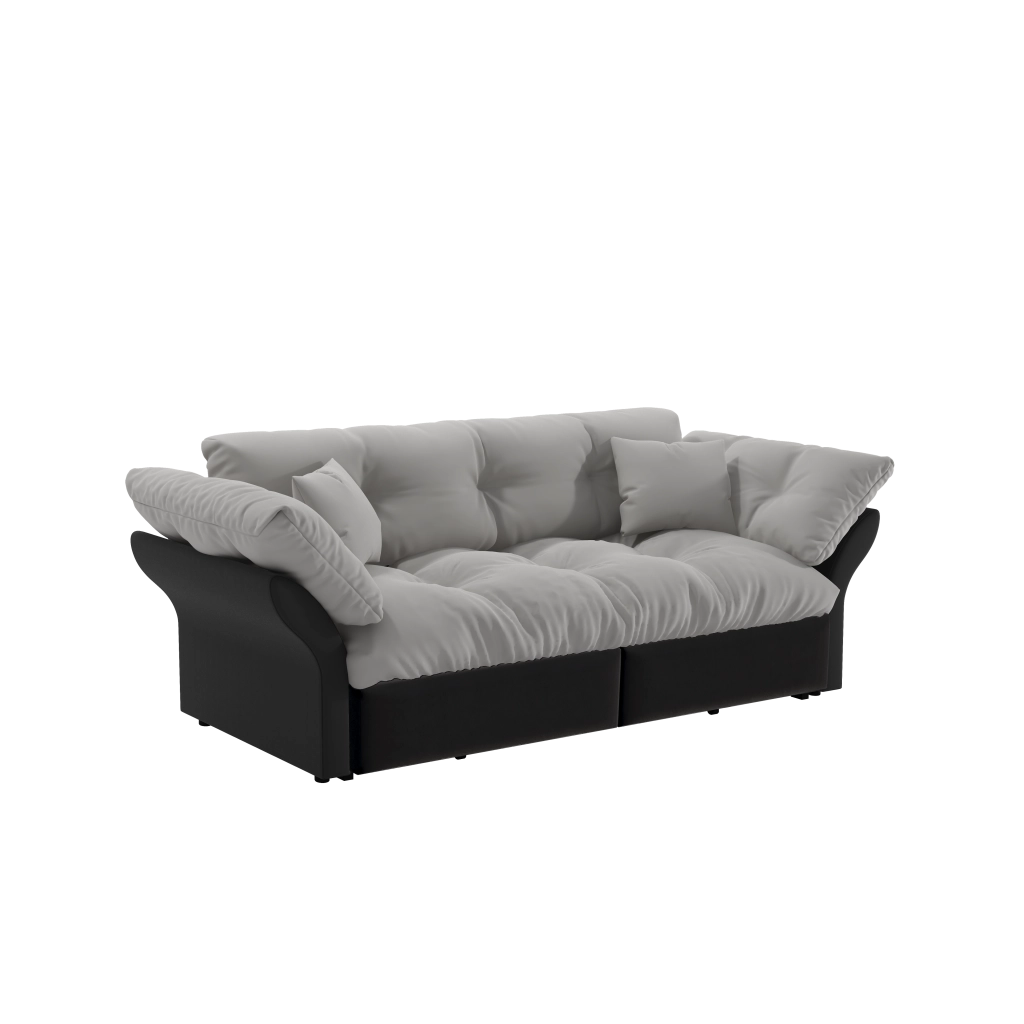 Divano letto convertibile con chaise longue e letto, 3 posti, per soggiorno e camera, in Velluto, Grigio Chiaro