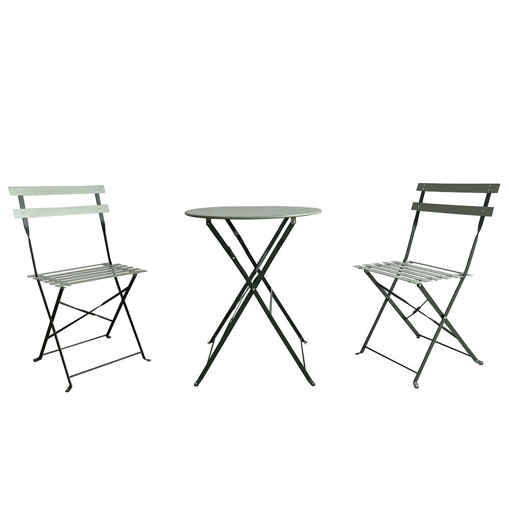 Set 3 Pezzi Giardino Tavolo con 2 Sedie da Bistrot Pieghevole Modello Parigi