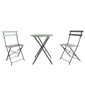 Set 3 Pezzi Giardino Tavolo con 2 Sedie da Bistrot Pieghevole Modello Parigi