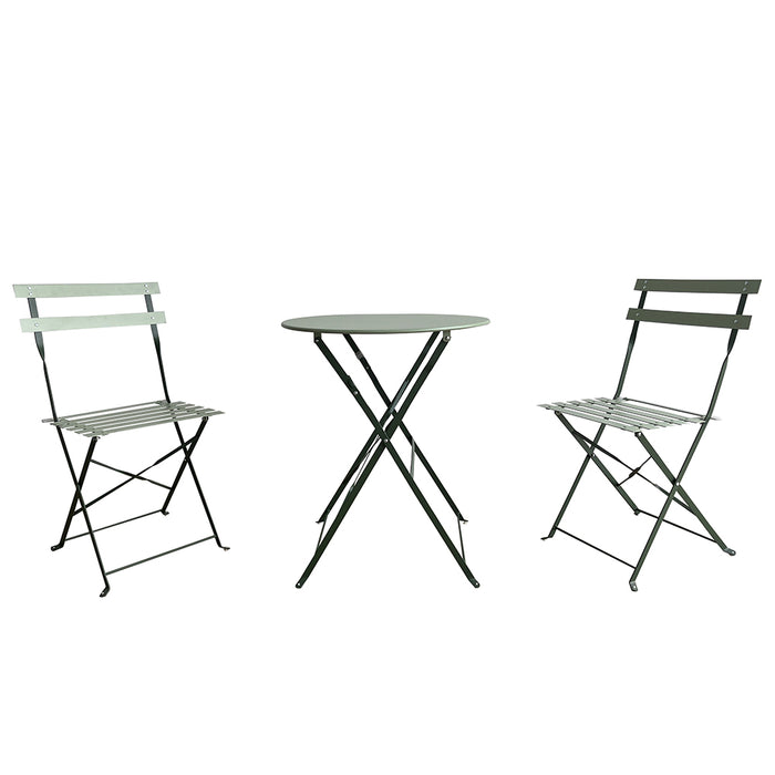 Set 3 Pezzi Giardino Tavolo con 2 Sedie da Bistrot Pieghevole Modello Parigi