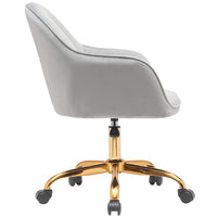 Sedia Poltrona Girevole Casa Ufficio in Velluto Grigio e Metallo Oro 5 ruote Elegante
