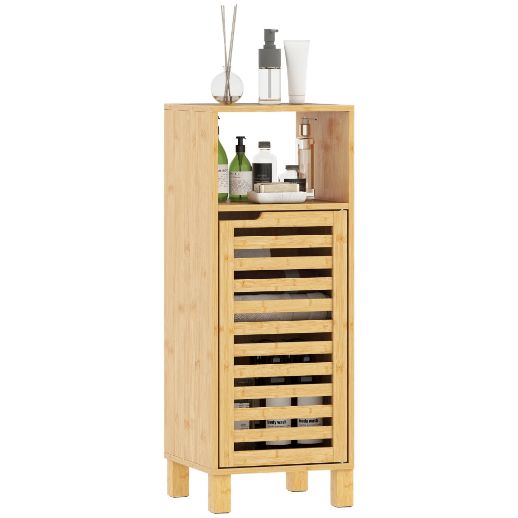 Mobile bagno a colonna in legno bamb¨´ ¨C Xylo ¨C porta a lamelle marrone chiaro