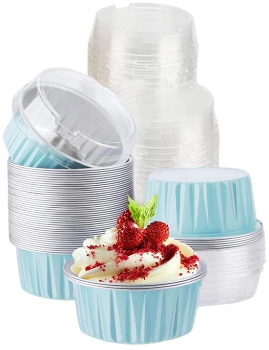 Alumini Bakcups - Forme per Torta - Perfetti per Feste - Blu - Ideali per Tortine e Cupcake - Adatti per Matrimoni e Feste
